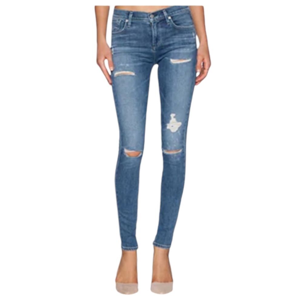 Agolde Sophie High Rise Skinny Distressed Cotton Jeans 28
